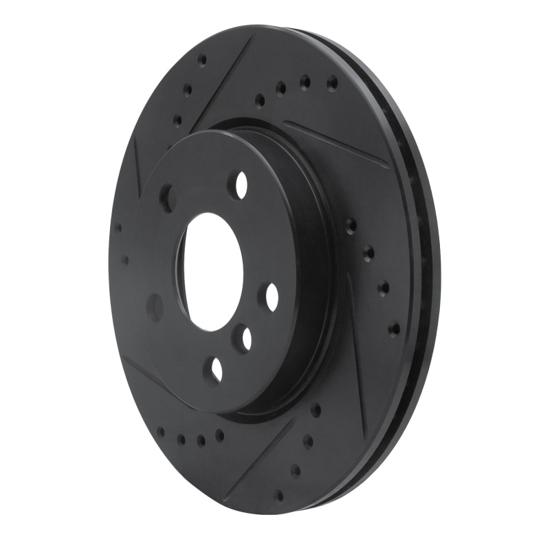 Mini Cooper Brake Rotor (1) - Front Left - R1 Concepts - Drilled & Slotted - Black - `14-`24